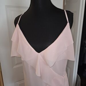 VENUS Light Pink High-Low Ruffle Slip Dress